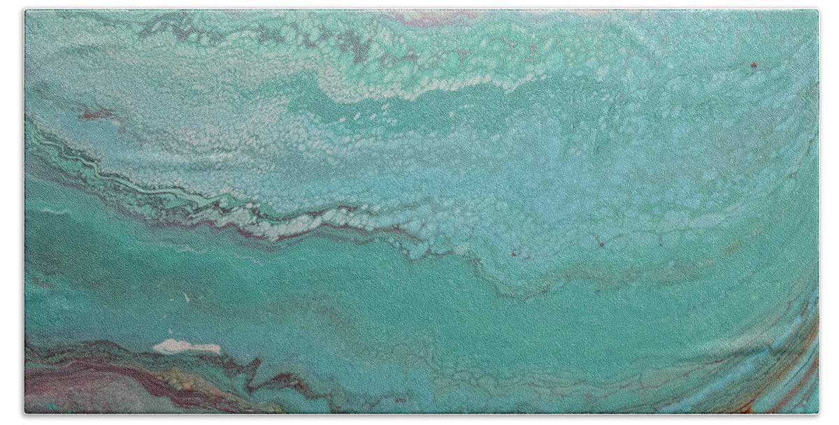 Pour Bath Towel featuring the mixed media Pink Sea by Aimee Bruno