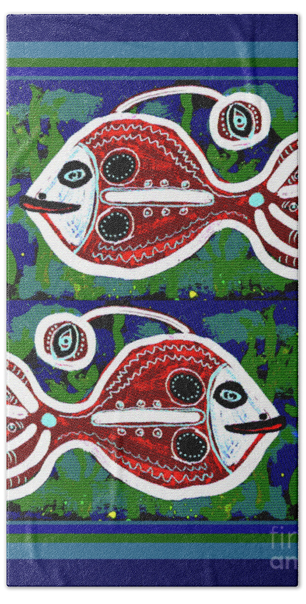 Zodiac Bath Towel featuring the digital art PISCIES - double 3 eyes by Mimulux Patricia No
