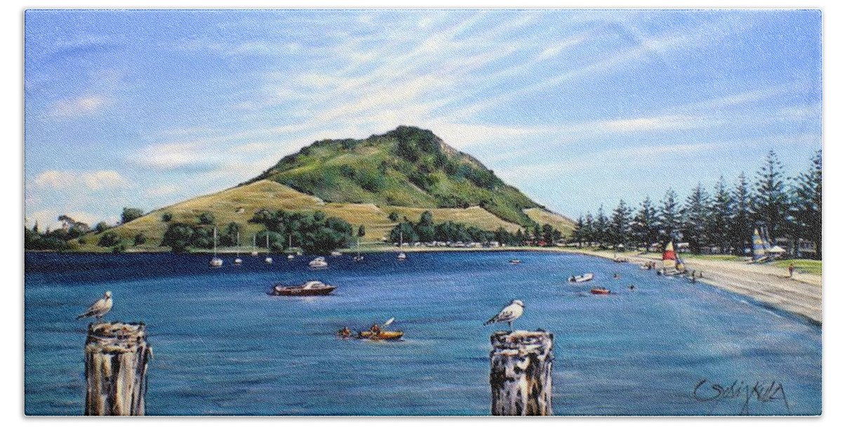 Beach Bath Towel featuring the painting Pilot Bay Mt M 291209 by Sylvia Kula