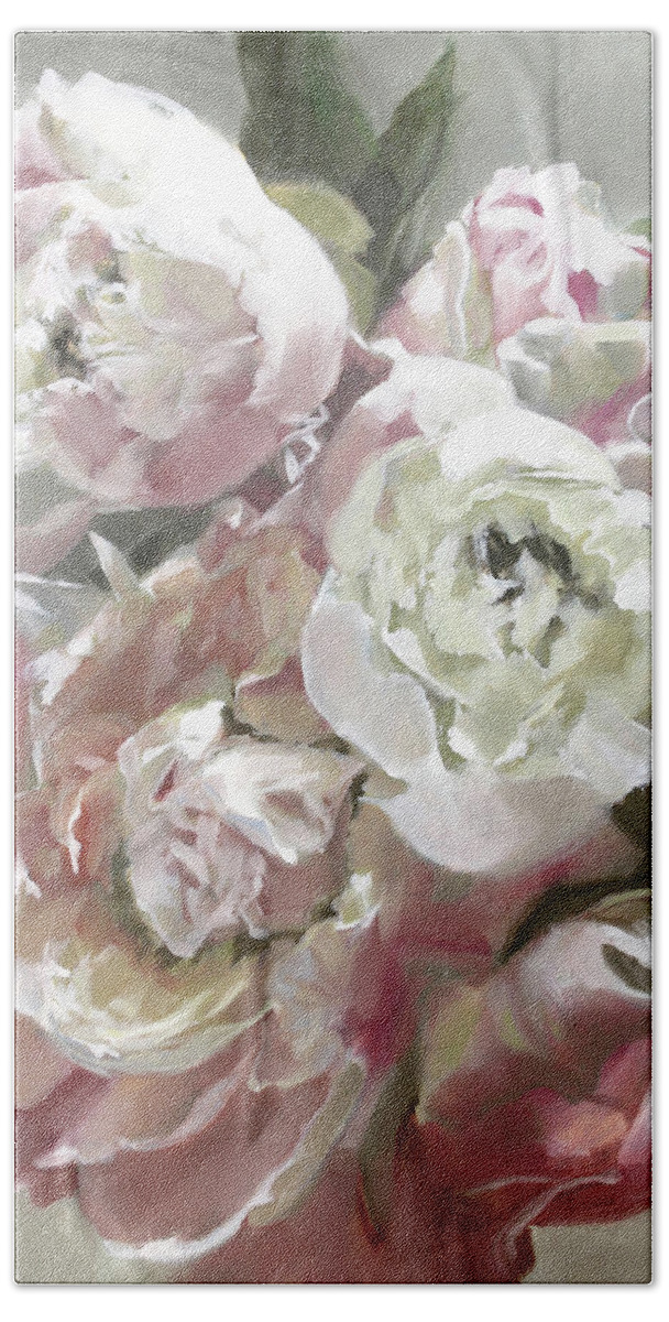 Pink Bouquet Painting Hand Towel featuring the painting Pink Bouquet Light by Roxanne Dyer