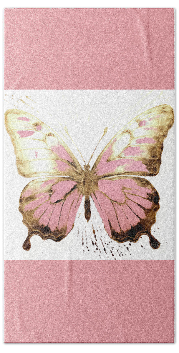 Butterfly Bath Towel featuring the painting Pink Butterfly by Tina LeCour