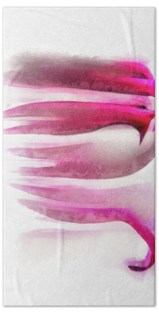 Flamingo Bath Towel featuring the painting Pink Flamingo Feathers 03 Abstract Watercolor by Matthias Hauser