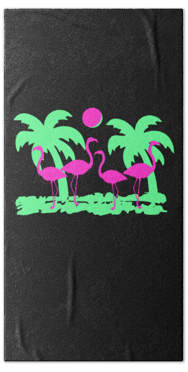 Funny Bath Towel featuring the digital art Pink Flamingos by Flippin Sweet Gear