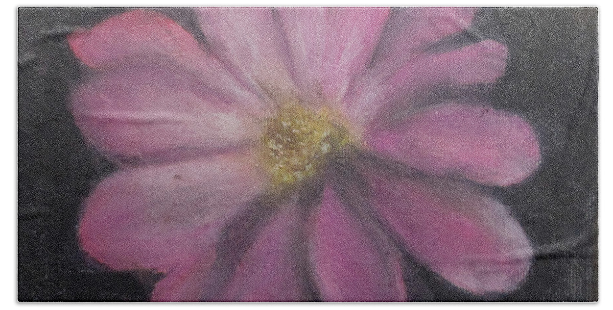 Flower Bath Towel featuring the painting Pink Flower by Jen Shearer