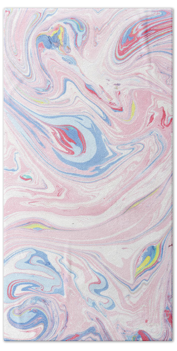 Marble Bath Towel featuring the painting Pink Marble Pastel Blush Painting by Modern Art