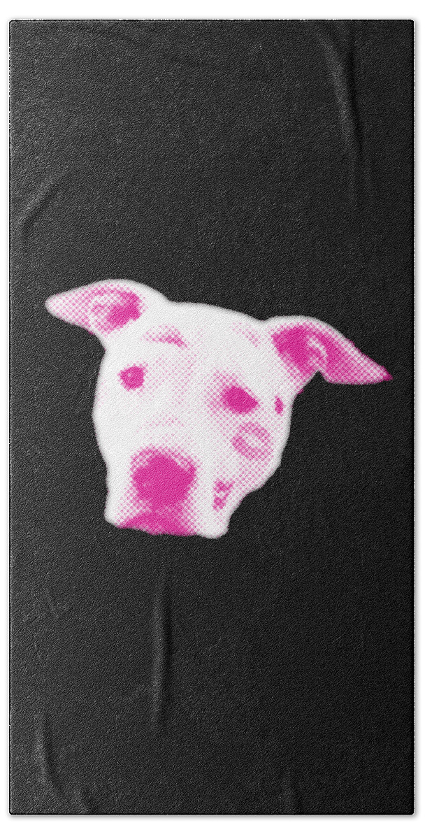 Funny Bath Towel featuring the digital art Pink Pitbull Head by Flippin Sweet Gear