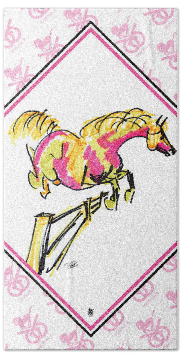 Horse Hand Towel featuring the digital art Pink Pony Jumper by Donna Bernstein