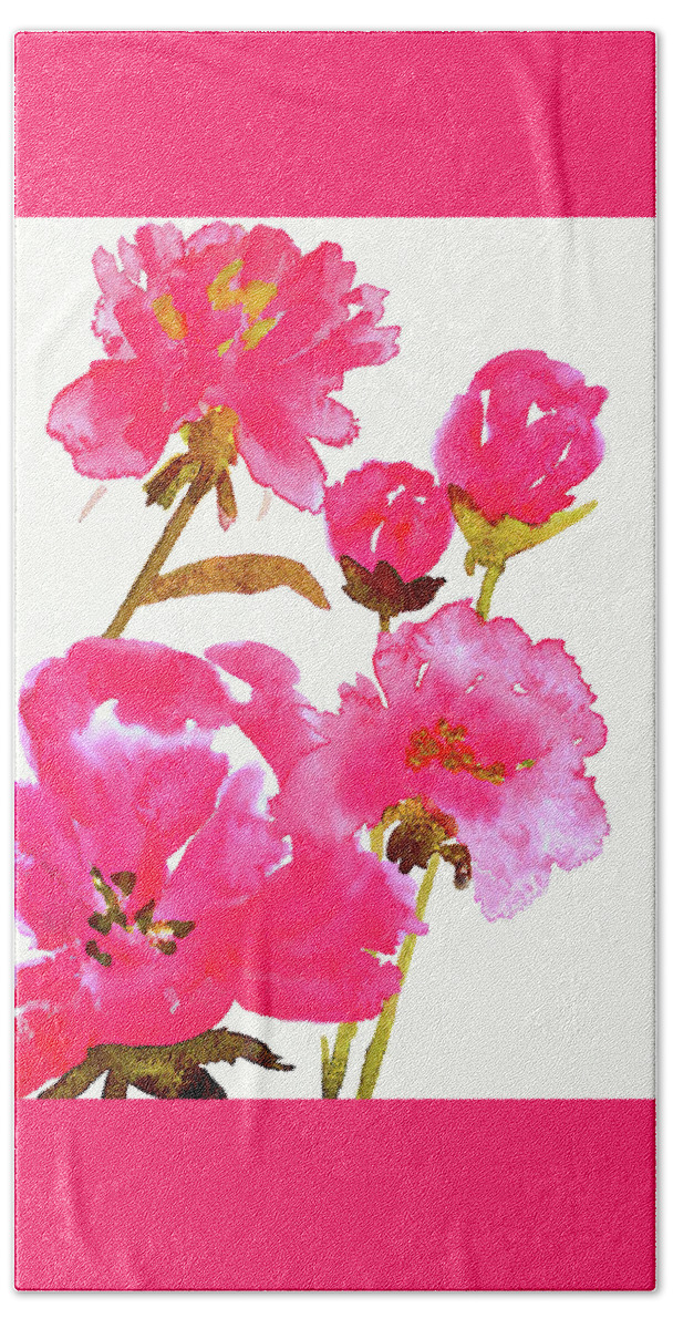 Flowers Bath Towel featuring the painting Pink Posies by Deborah League
