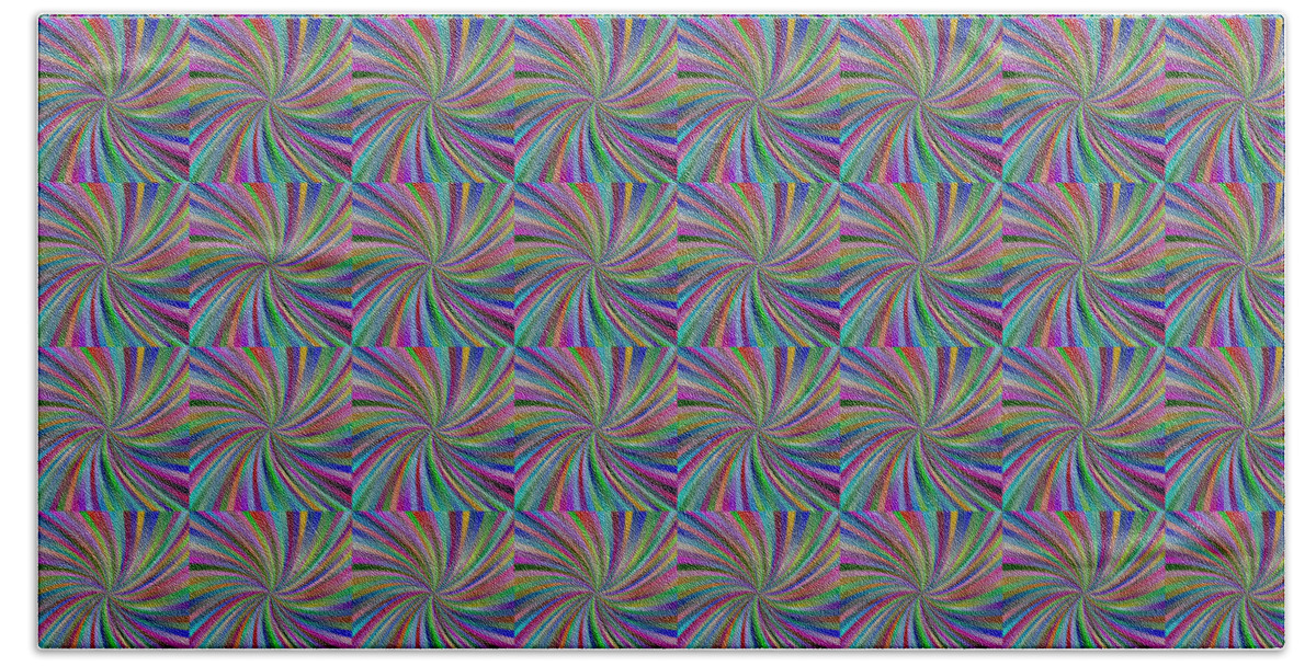 Swirls Bath Towel featuring the digital art Pink Purple, Green and More Swirl Repeating Pattern by Ali Baucom
