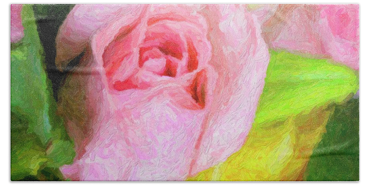 Pink Bath Towel featuring the photograph Pink Roses in Bouquet by Carolyn Ann Ryan