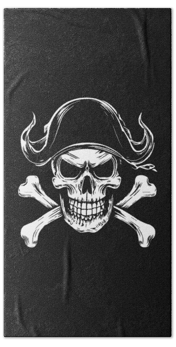 Cool Bath Towel featuring the digital art Pirate Skull and Crossbones by Flippin Sweet Gear