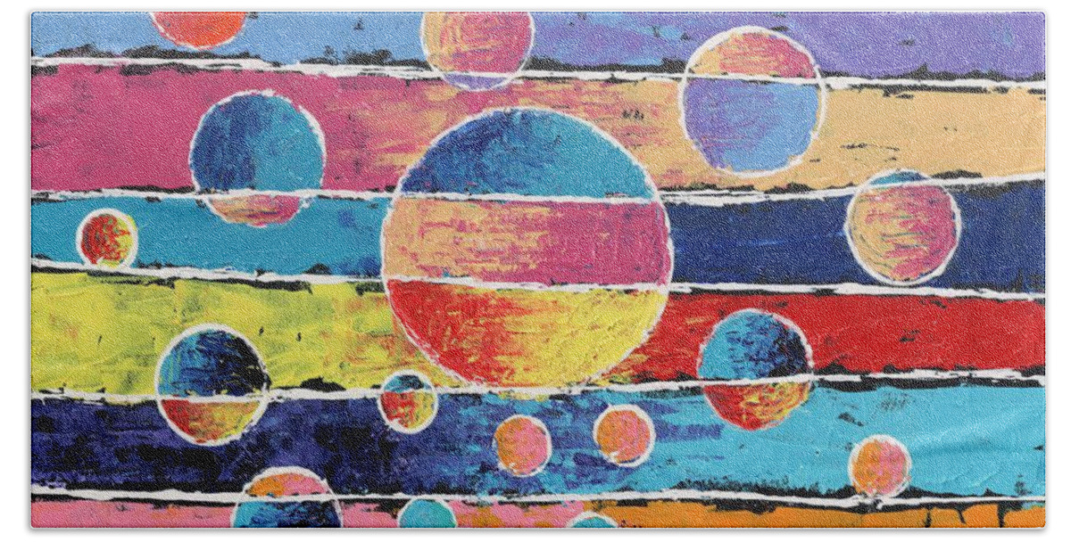 Planet Hand Towel featuring the painting Planet System by Jeremy Aiyadurai