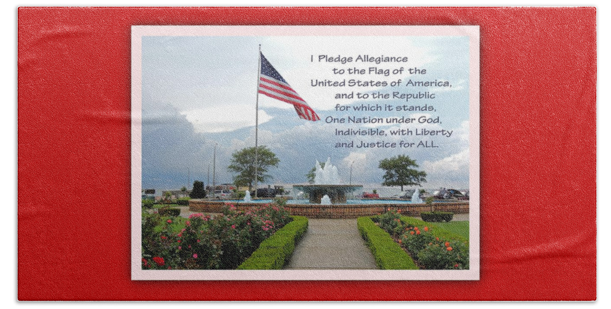 Flag Hand Towel featuring the digital art Pledge of Allegiance 1 by Marian Bell