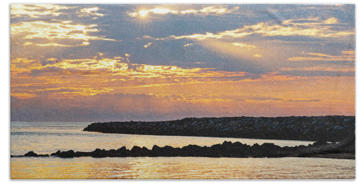 Newburyport Bath Towel featuring the photograph Plum Island Golden Sunrise Newburyport Massachusetts Plum Island Beach by Toby McGuire