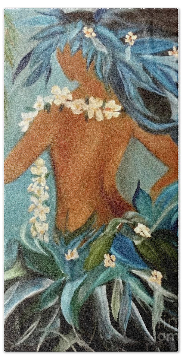 Plumeria Leis Hand Towel featuring the painting Plumeria Leis by Jenny Lee