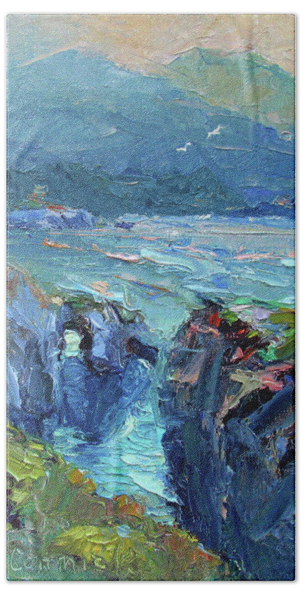 Point Lobos Hand Towel featuring the painting Point Lobos by John McCormick