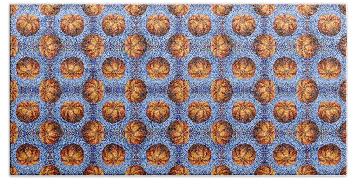 Pumpkin Hand Towel featuring the painting Pointillism Pumpkin Pattern 8x8 by Samantha Geernaert