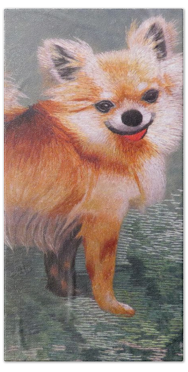 Pomeranian Hand Towel featuring the photograph Pom Portrait by Kerry Obrist