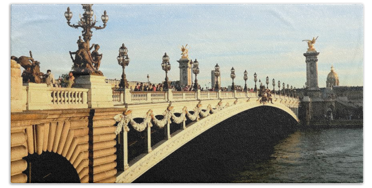 Pont Alexandre Iii Bath Towel featuring the photograph Pont Alexandre III by Mingming Jiang