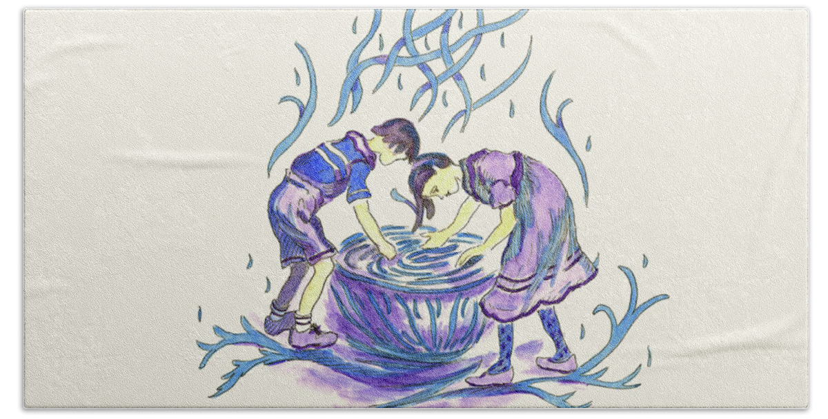 Energy Bath Towel featuring the painting Pool of Energy by Bruce Zboray