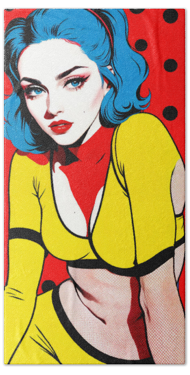 Pop Art Hand Towel featuring the digital art Pop Art Madonna by My Head Cinema