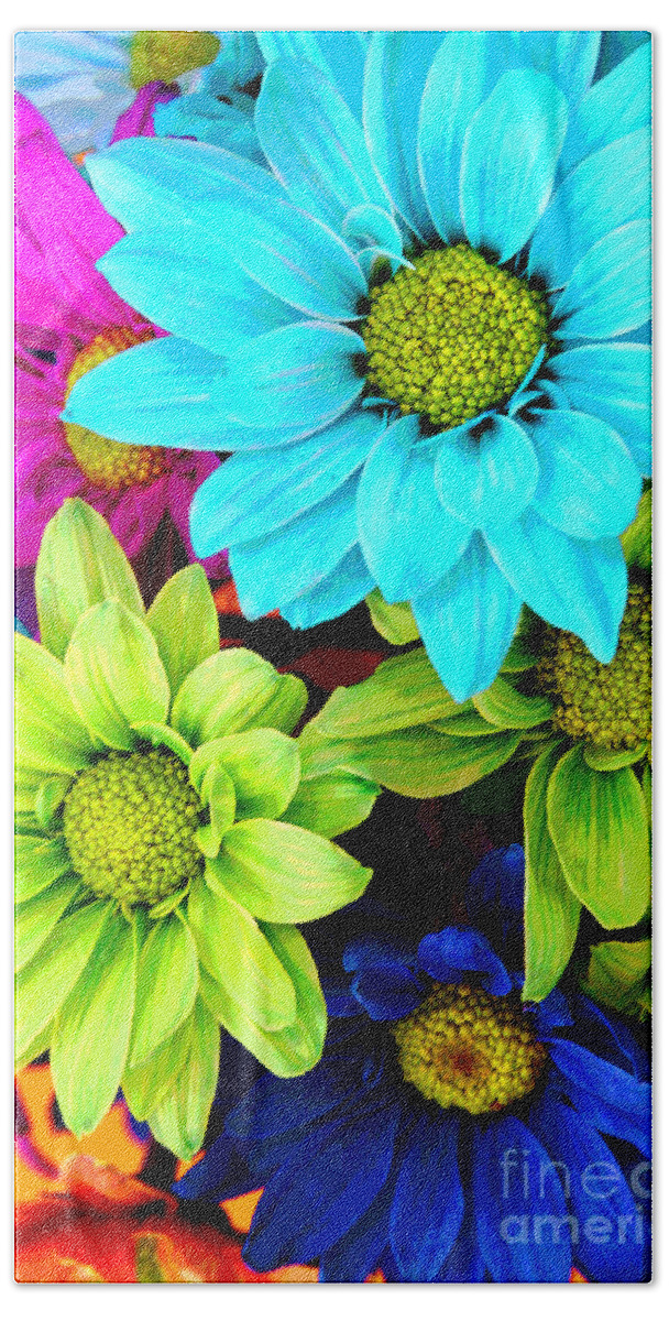 Popart Bath Towel featuring the photograph PopART Daisys by Renee Spade Photography
