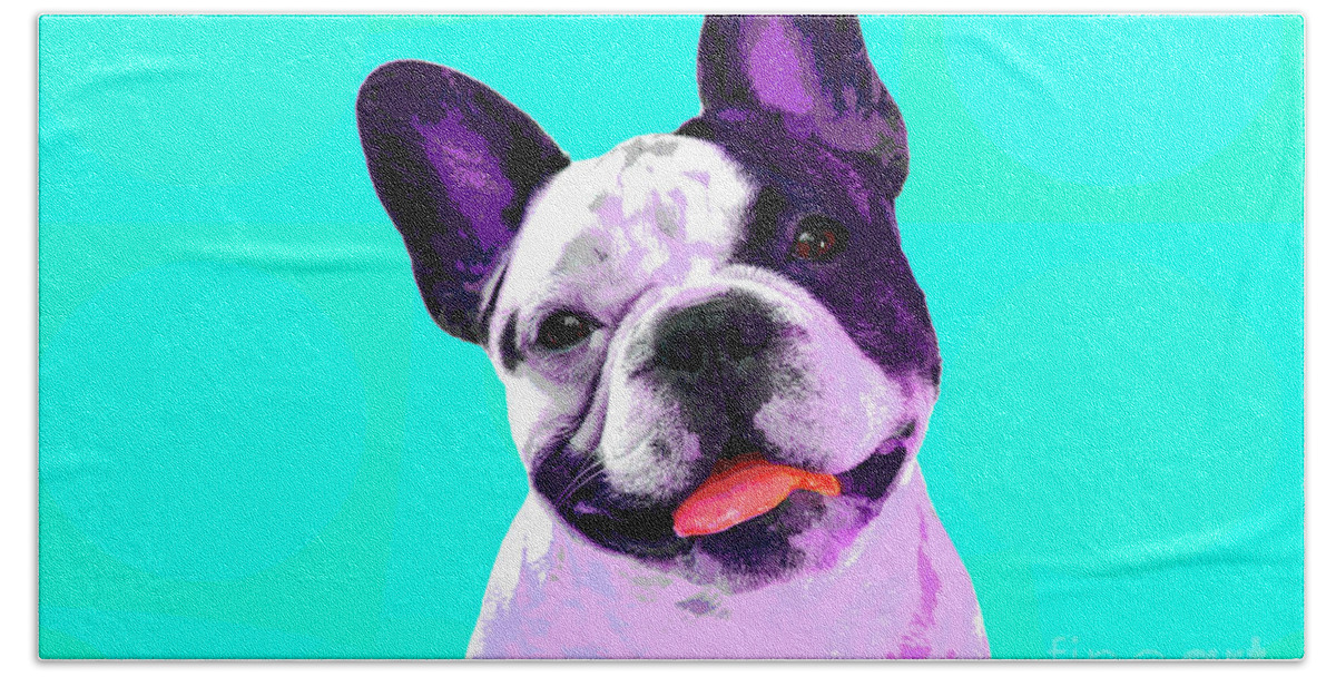 Dogs Hand Towel featuring the photograph PopART Frenchie by Renee Spade Photography