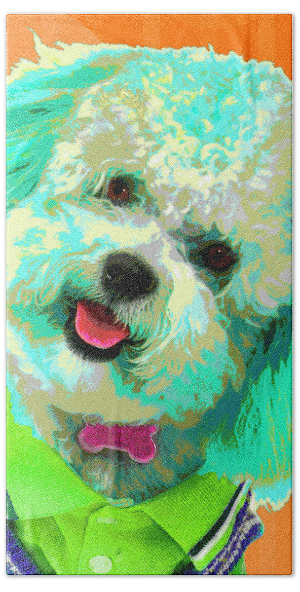 Dogs Bath Towel featuring the photograph PopART Poodle by Renee Spade Photography