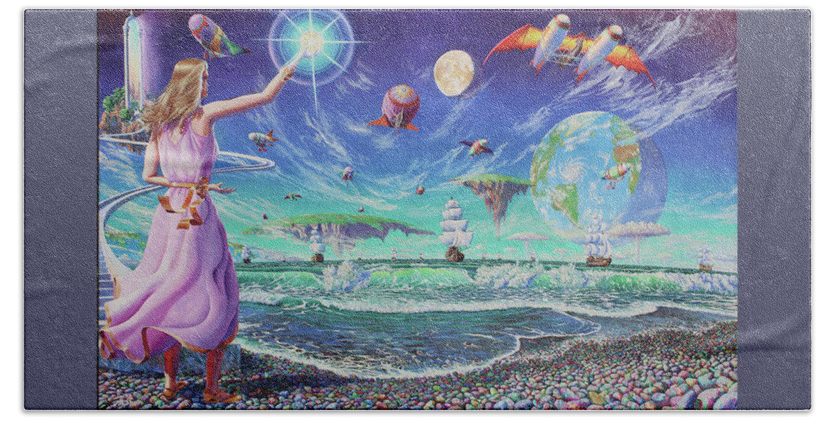 Ocean Bath Towel featuring the painting Porcelina of the Vast Oceans by Michael Goguen