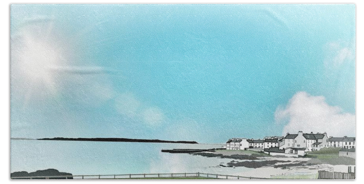 Portnahaven Bath Towel featuring the digital art Portnahaven, Islay by John Mckenzie