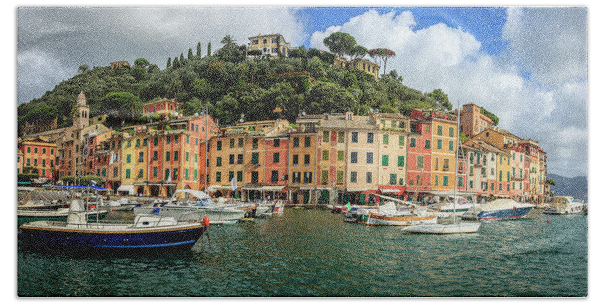 Europe Hand Towel featuring the photograph Portofino panorama by Alexey Stiop