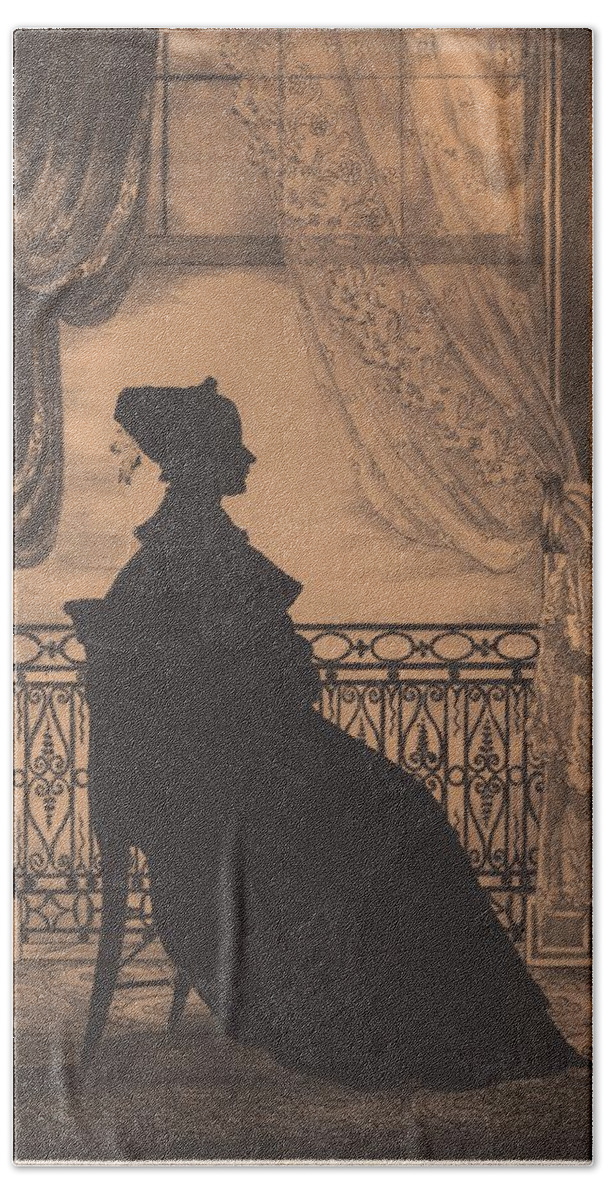 Vintage Bath Towel featuring the painting Portrait of a Woman before a Window Attributed to William Henry Brown by MotionAge Designs