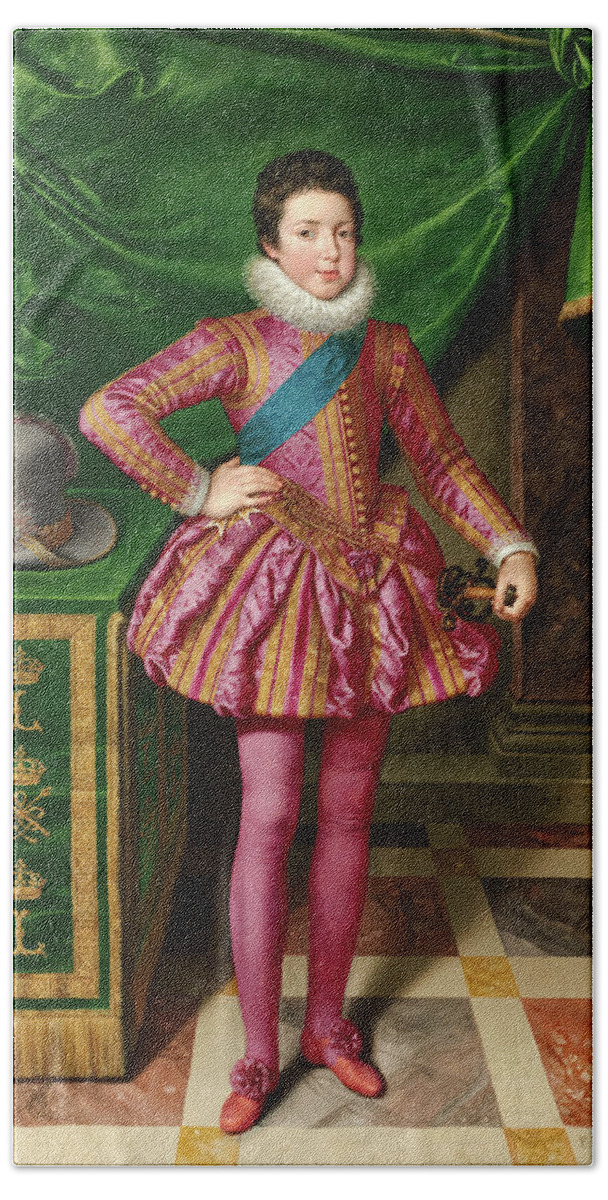 Portrait of King Louis XIII of France, 1611 Bath Towel by Frans