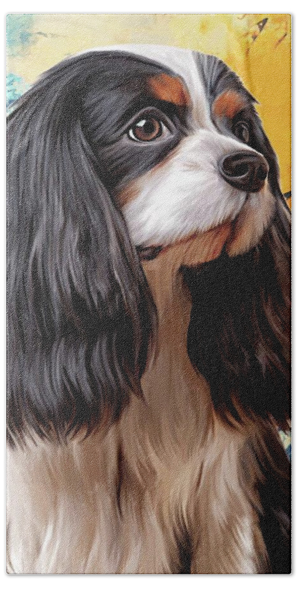 Dog Bath Towel featuring the painting Pose for Mamma by Teresa Trotter