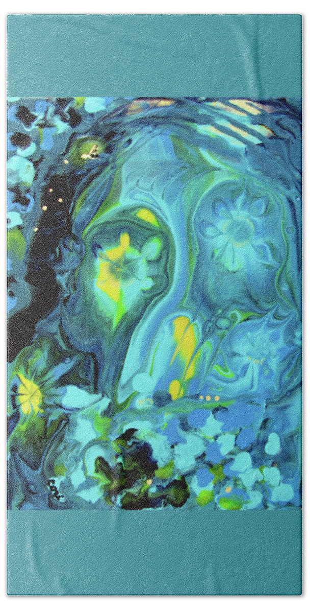 Paint Pour Bath Sheet featuring the painting Pour 1 by Cori by Corinne Carroll
