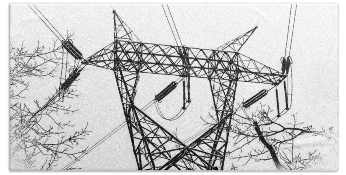 Power Lines Bath Towel featuring the photograph Power Lines by Louis Dallara