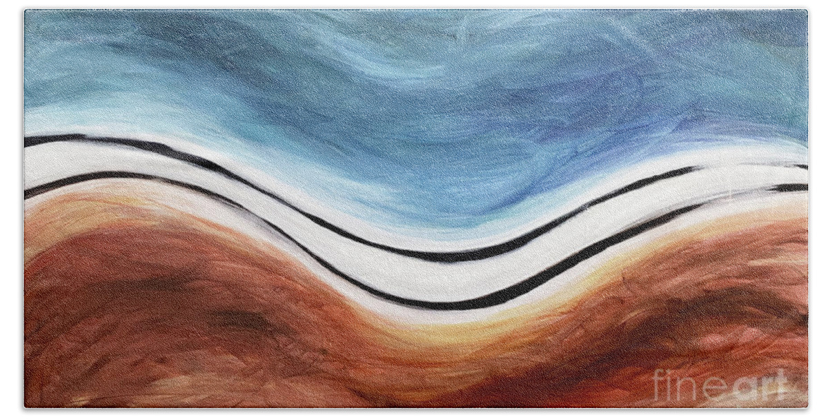 Abstract Bath Towel featuring the painting Precipice by Pamela Schwartz