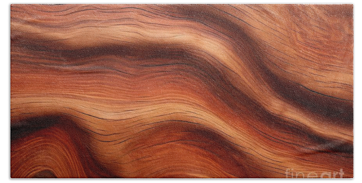 Wood Hand Towel featuring the painting premium Closeup of wood texture by N Akkash