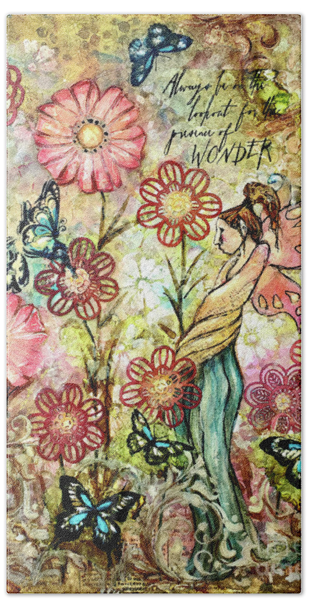 Fairy Hand Towel featuring the mixed media Presence of Wonder by Zan Savage