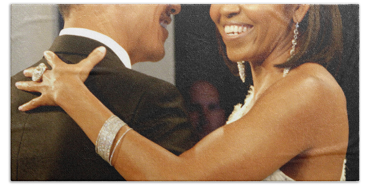 Photograph Bath Towel featuring the digital art President and Michelle Obama by Official Government Photograph