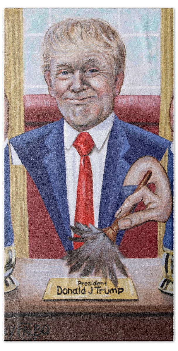 President Donald J Trump Bath Towel featuring the painting President Donald J Trump, Not Politically Correct by Anthony Falbo