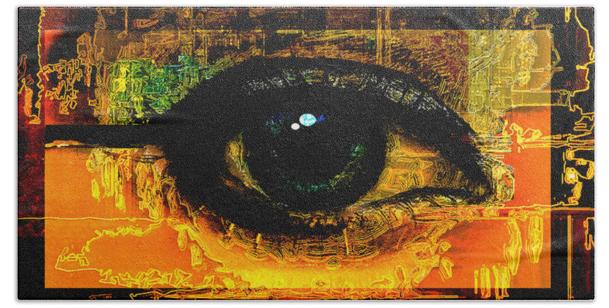 Eyes On Me Collection Bath Towel featuring the digital art Pretty Eye 16 by Aldane Wynter