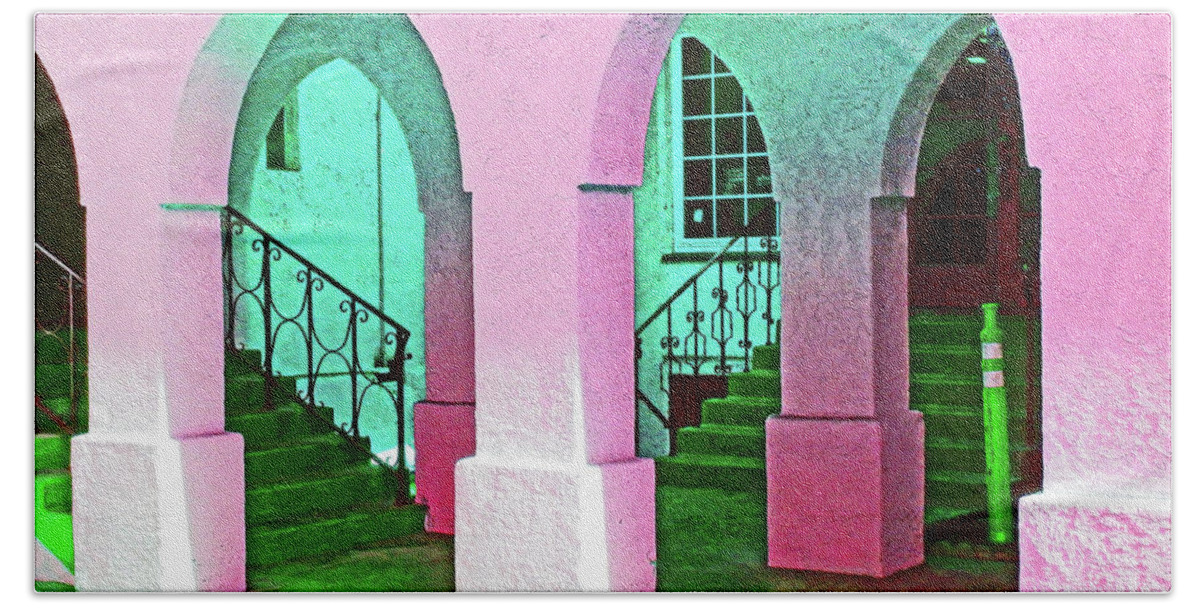 Architecture Hand Towel featuring the photograph Pretty Pink Arches by Andrew Lawrence
