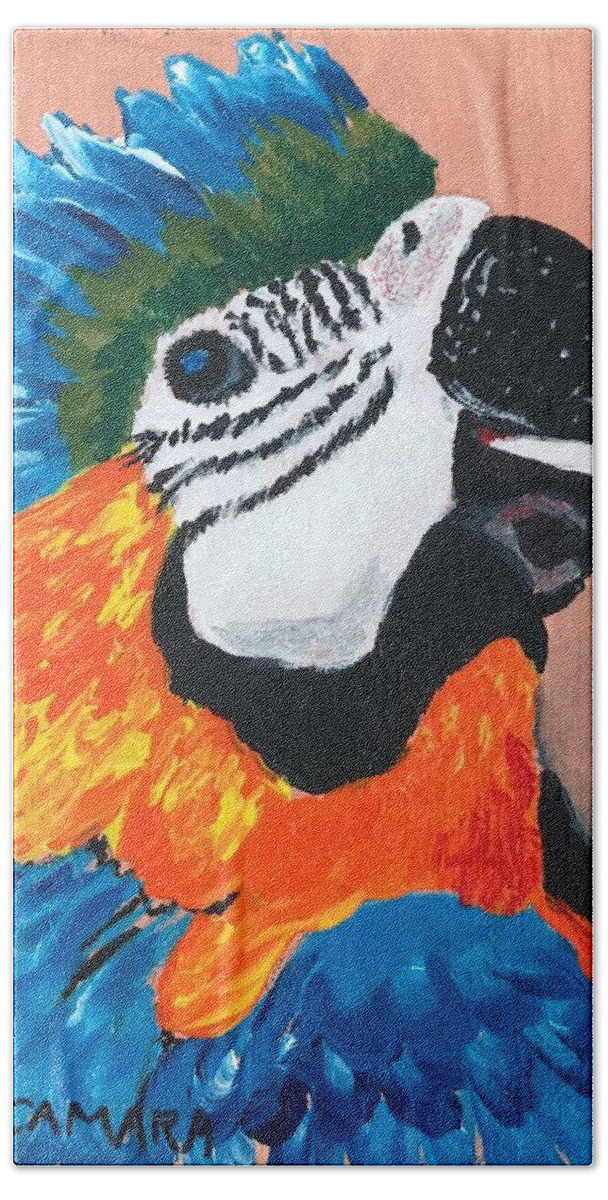 Pets Bath Towel featuring the painting Pretty Polly by Kathie Camara