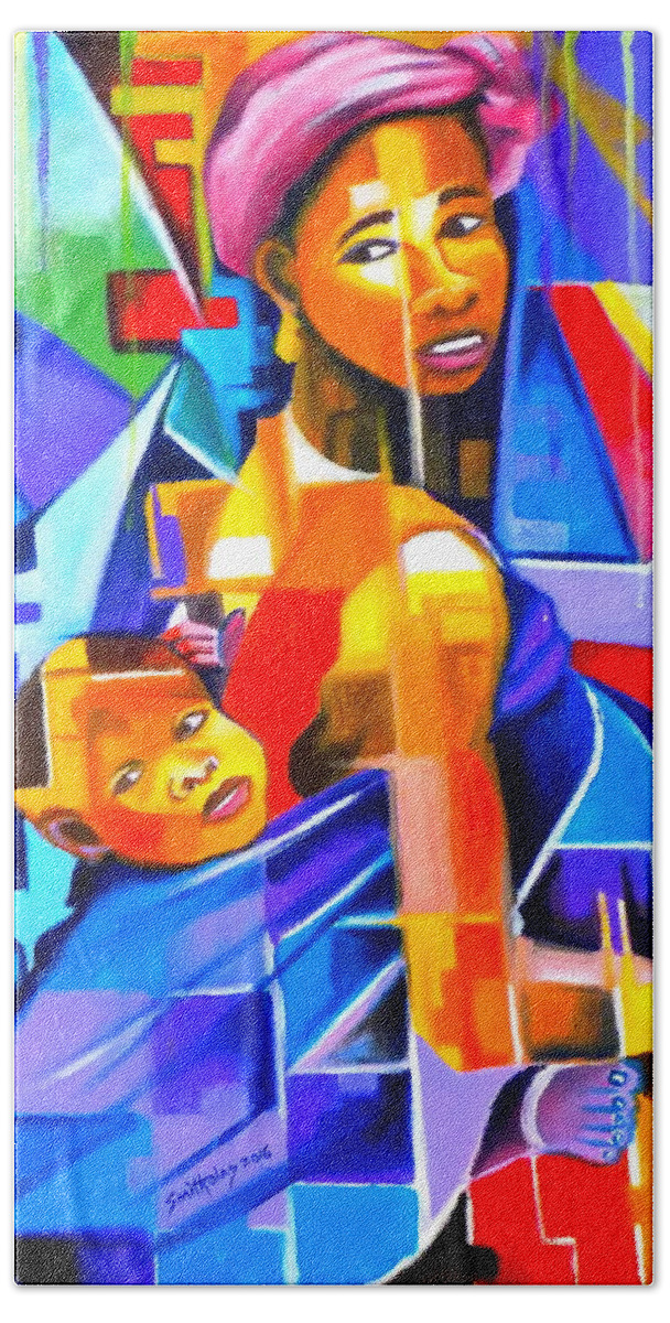 Ladies Bath Towel featuring the painting Pride Of African Woman by Olaoluwa Smith