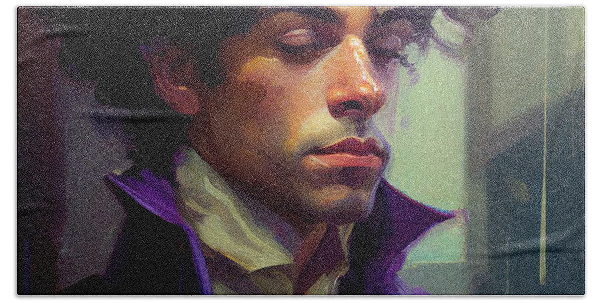 Prince Hand Towel featuring the painting Prince No.2 by My Head Cinema