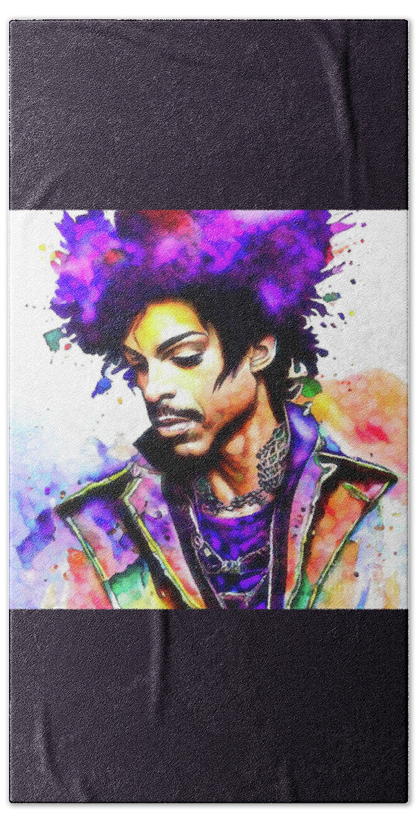 Prince Hand Towel featuring the painting Prince by Tina LeCour