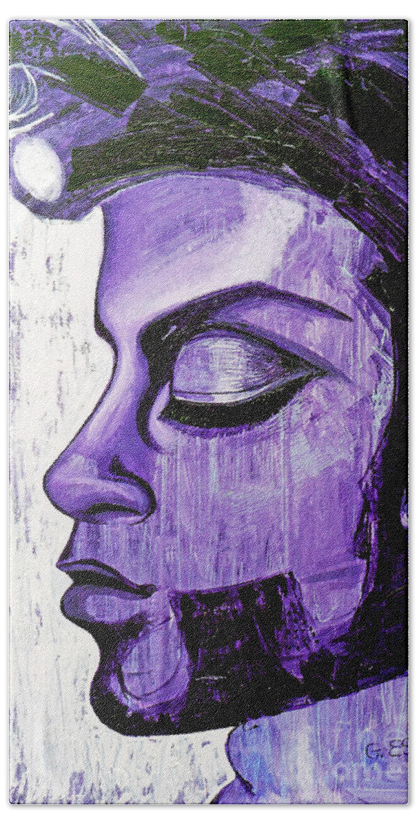 Prince Bath Towel featuring the painting Princes Purple Rain by Genevieve Esson