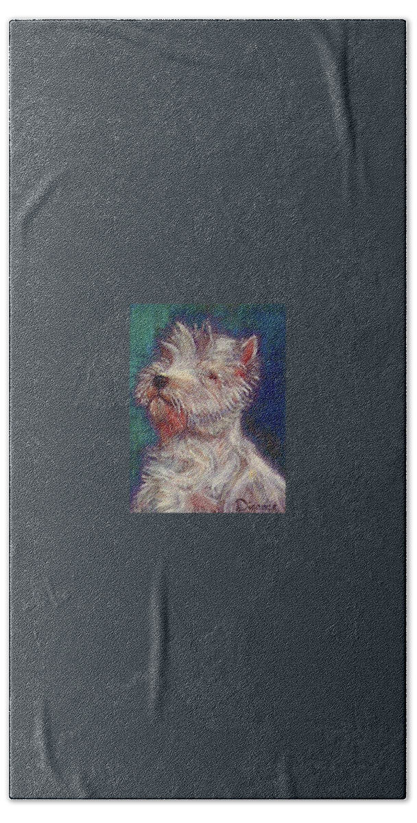 Dog Hand Towel featuring the painting Proud Westie by Richard James Digance