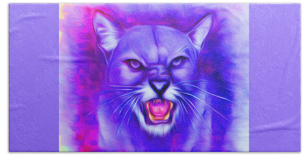 Cougar Painting Bath Towel featuring the digital art Prowling Cougar by Ronald Mills